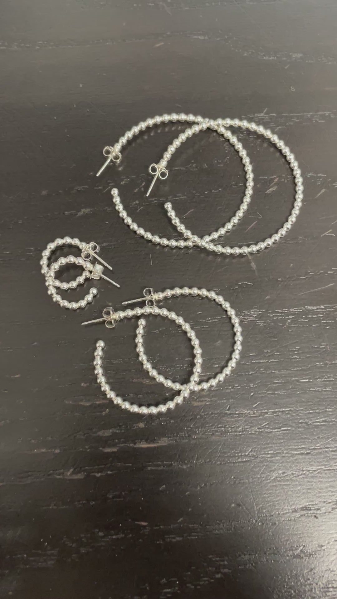 Sterling Silver Ball Wire Hoop Earrings
