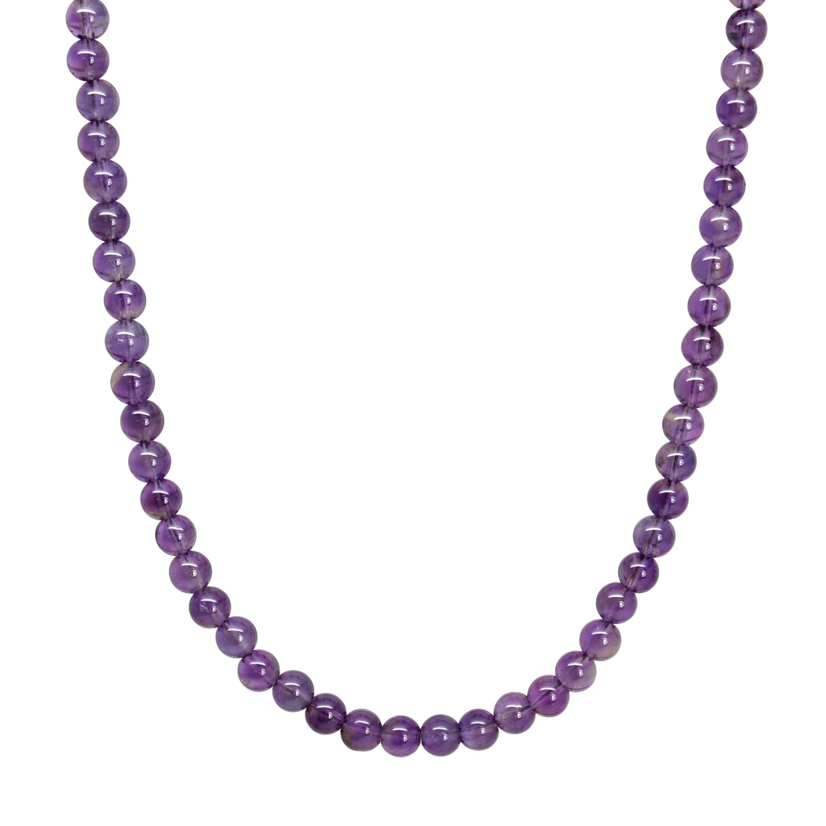 Sterling Silver & Amethyst Bead Necklace (NK1066) - Southwest Silver Gallery