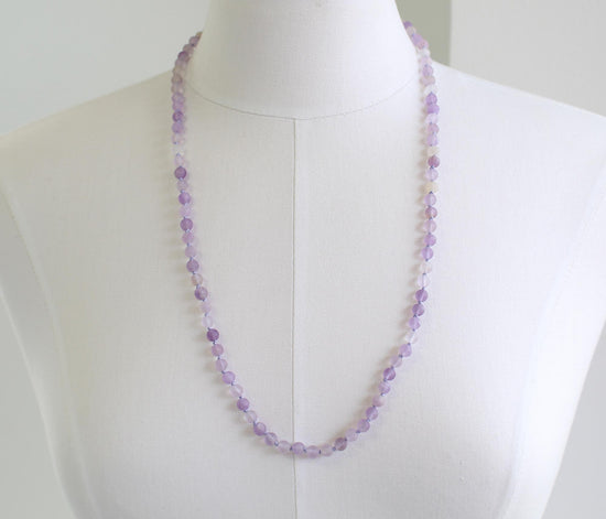 Hand Knotted Purple Ametrine Bead Necklace, 28" Long Endless Strand