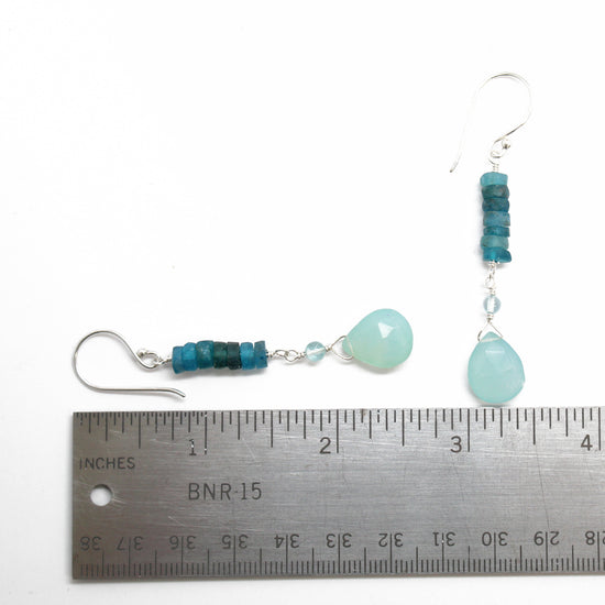 Apatite and Chalcedony Earrings in Sterling Silver