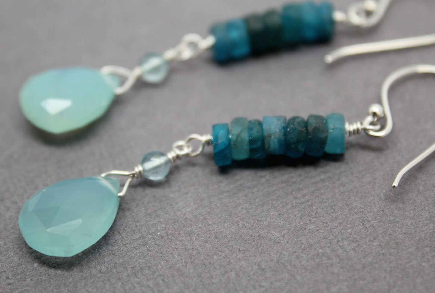 Apatite and Chalcedony Earrings in Sterling Silver