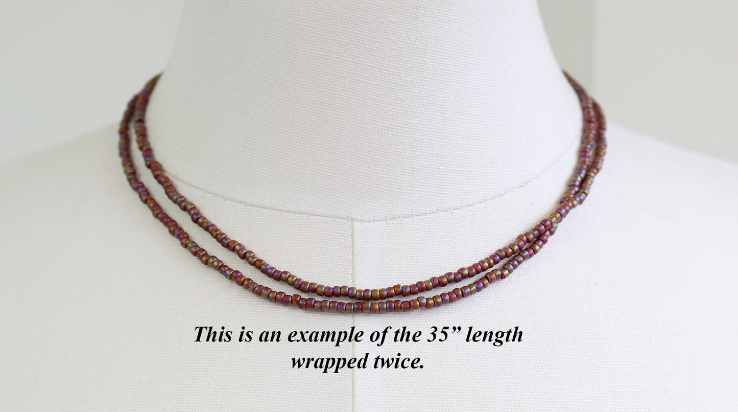 Burnt Orange Seed Bead Necklace