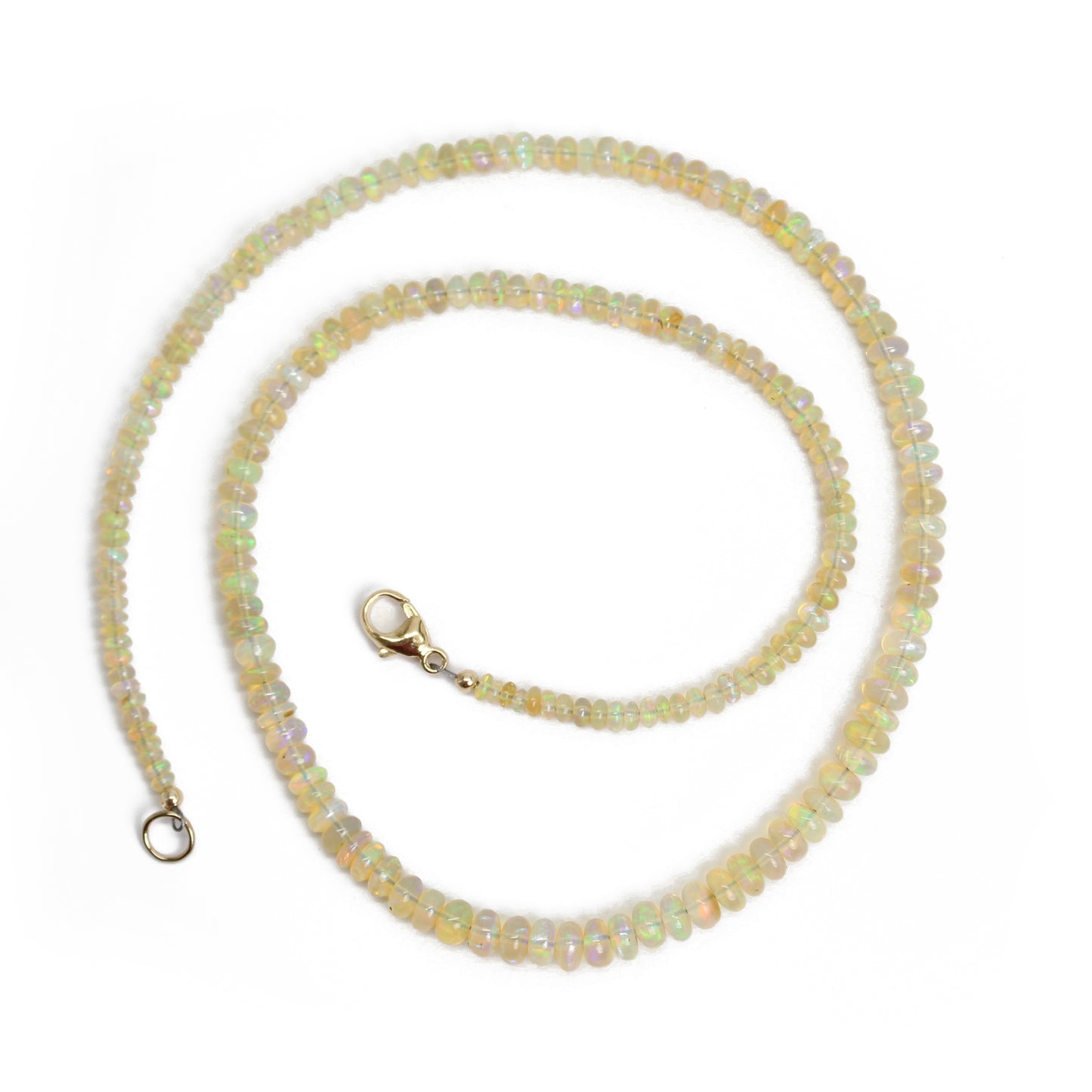 Golden Opal Bead Necklace, 18 Inches Long