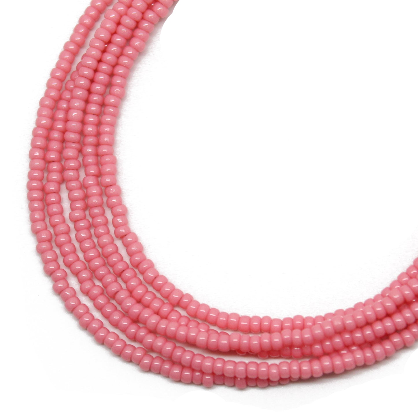 Guava Pink Seed Bead Necklace, Thin 1.5mm Single Strand Necklace