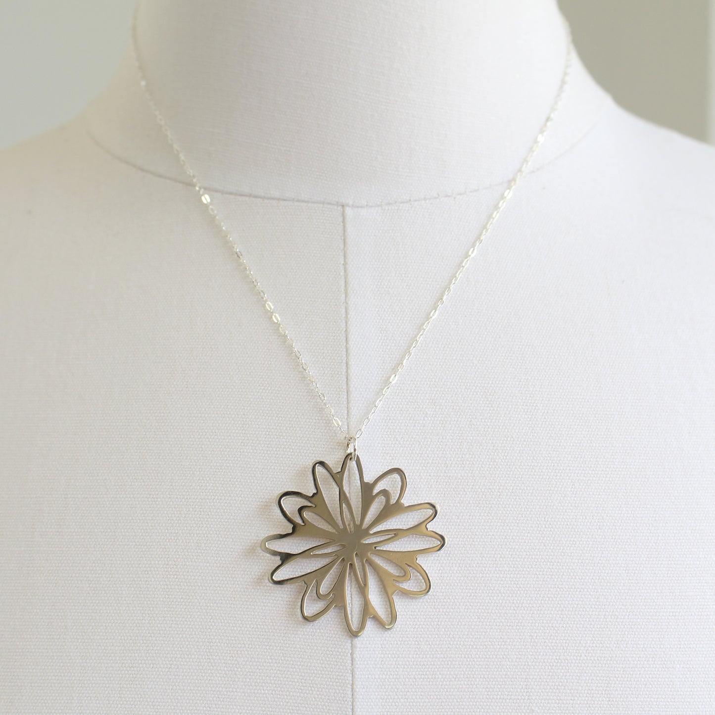 Pierced Sterling Silver Pendant Necklace