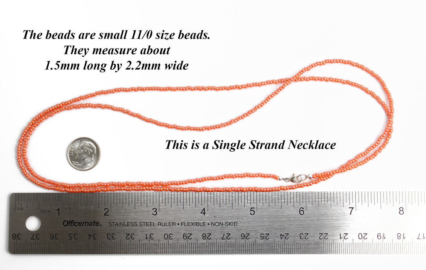 Thin Orange Bead Necklace