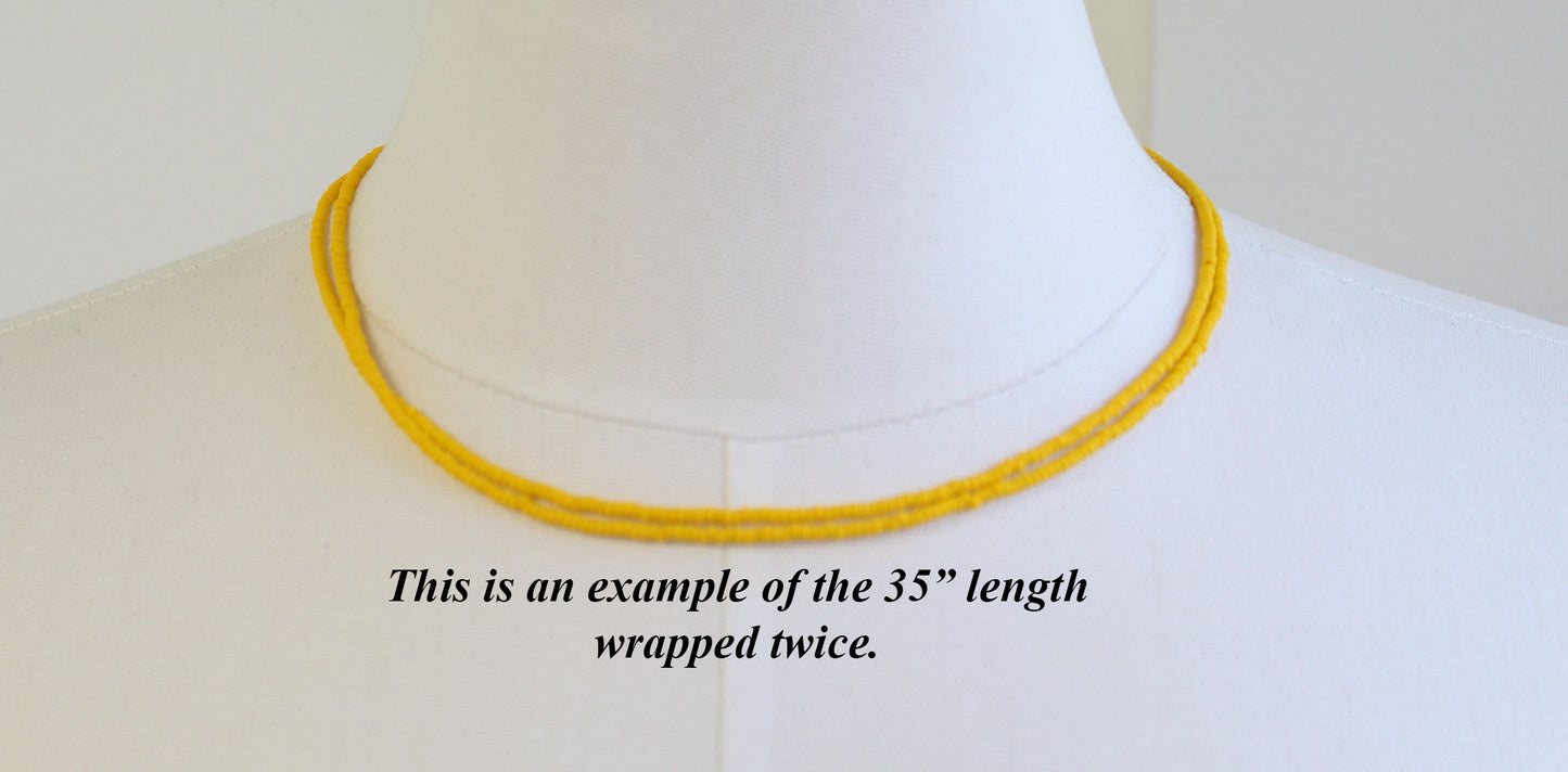 Canary Yellow Seed Bead Necklace, Thin 1.5mm Single Strand Beaded Necklace