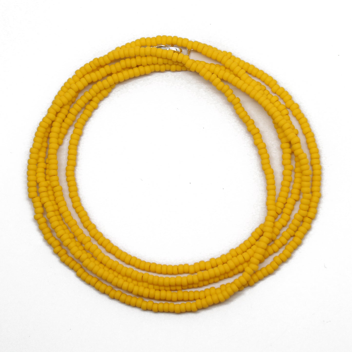 Canary Yellow Seed Bead Necklace, Thin 1.5mm Single Strand Beaded Necklace