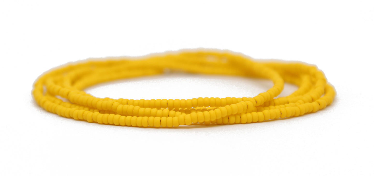 Canary Yellow Seed Bead Necklace, Thin 1.5mm Single Strand Beaded Necklace