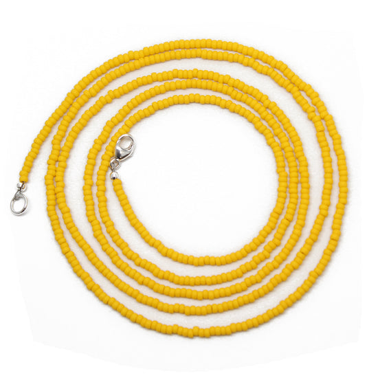 Canary Yellow Seed Bead Necklace, Thin 1.5mm Single Strand Beaded Necklace