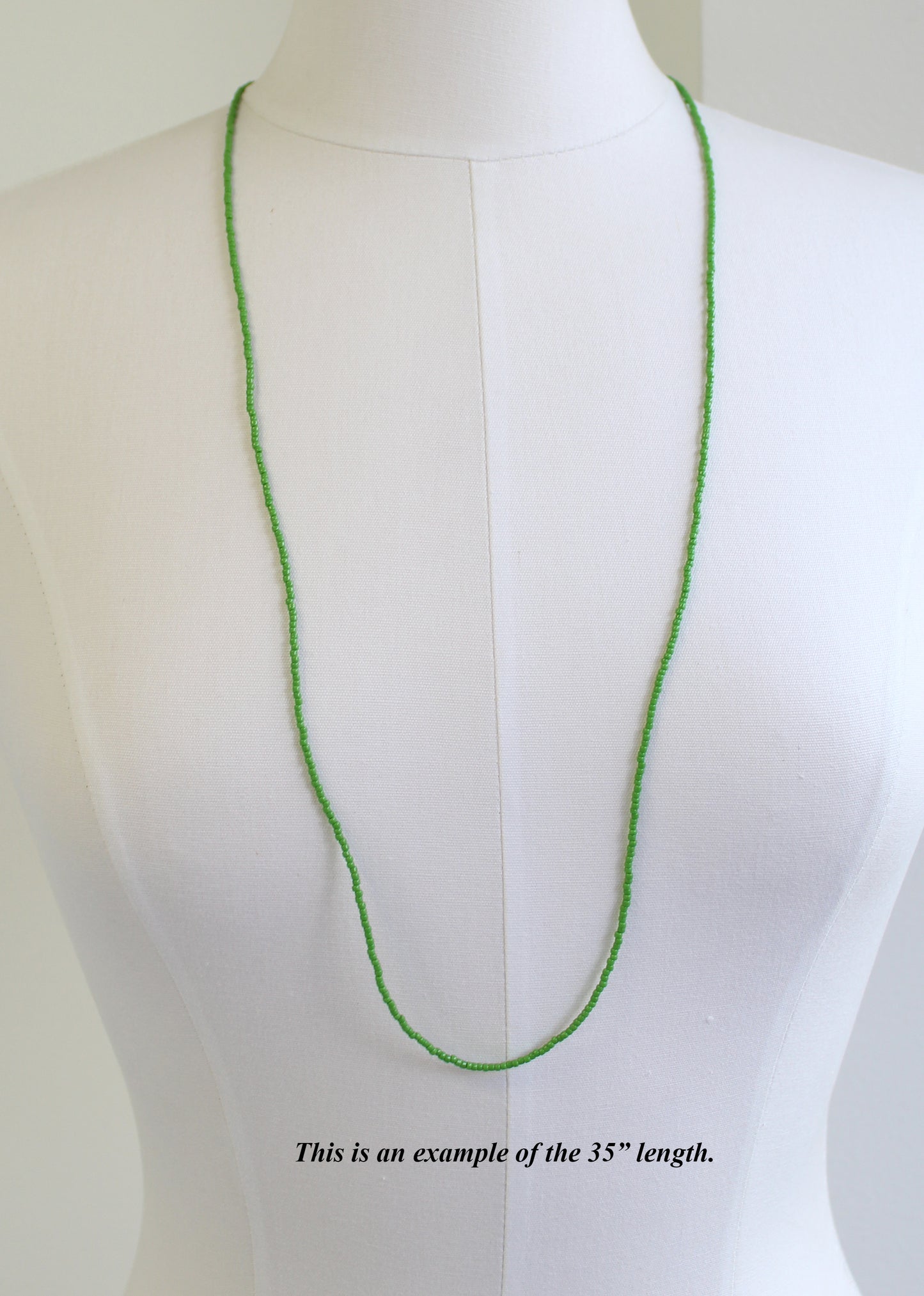 Mint Green Seed Bead Necklace, Thin 1.5mm Single Strand