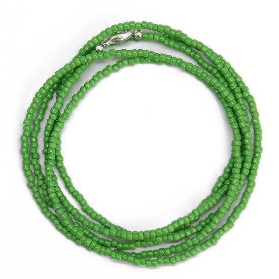 Mint Green Seed Bead Necklace, Thin 1.5mm Single Strand