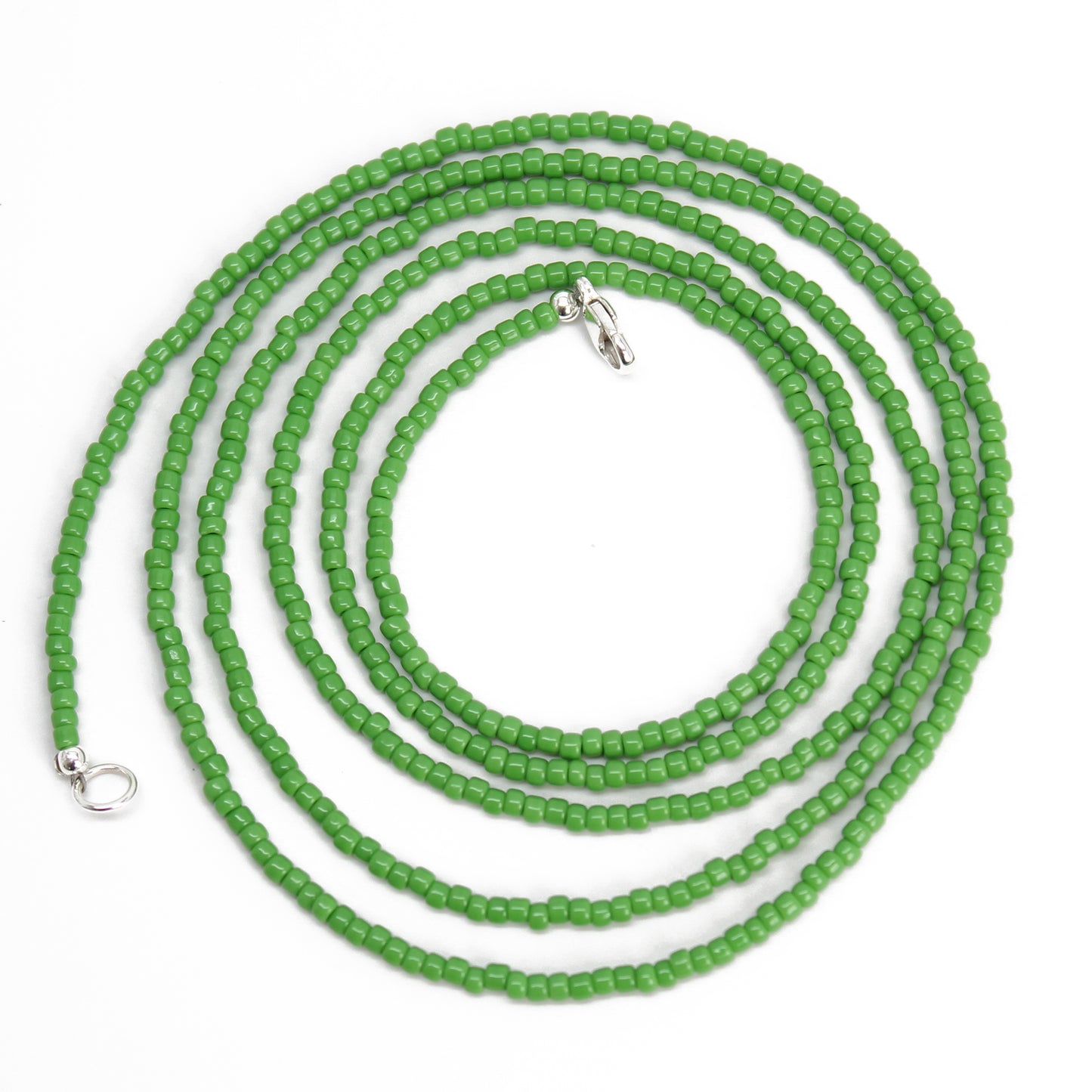 Mint Green Seed Bead Necklace, Thin 1.5mm Single Strand