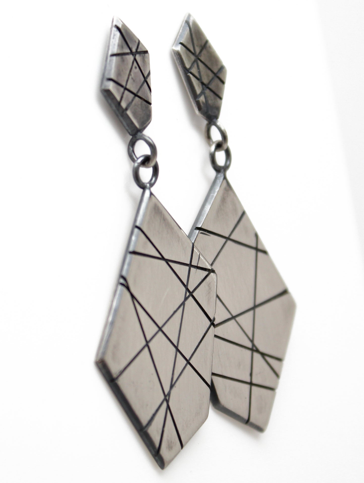 Modern Geometric Sterling Silver Dangle Earrings