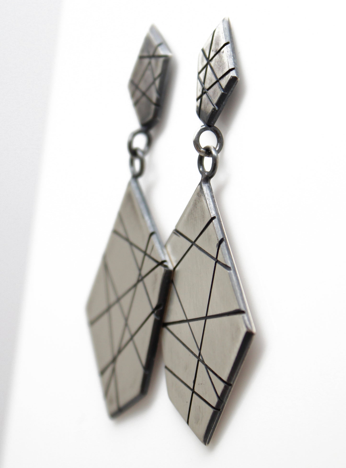 Modern Geometric Sterling Silver Dangle Earrings