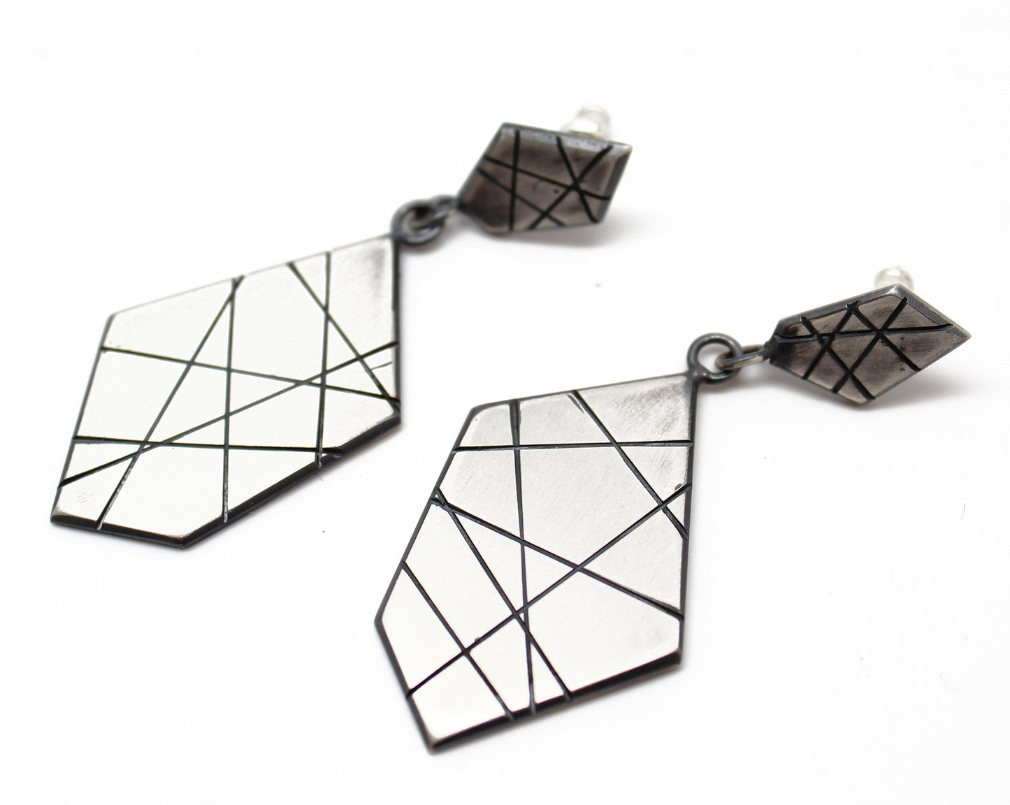 Modern Geometric Sterling Silver Dangle Earrings