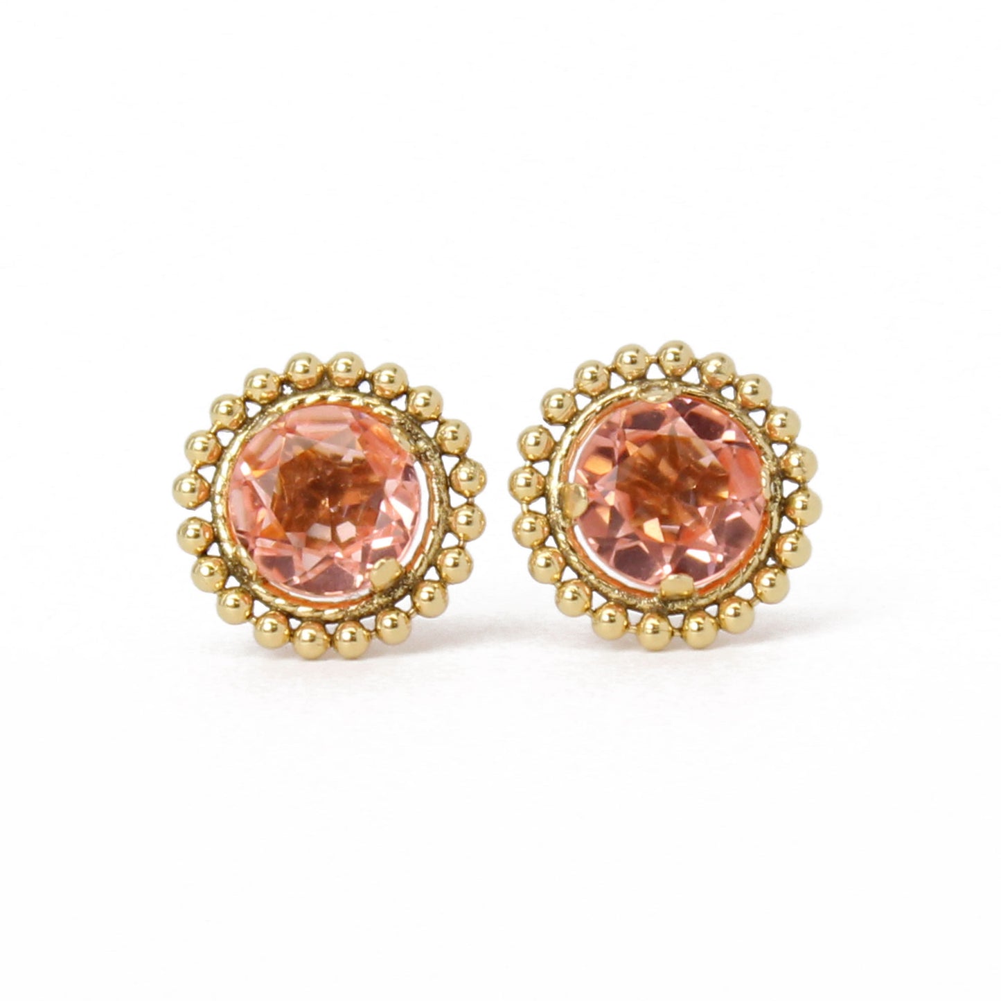 Morganite Gold Filled Stud Earrings