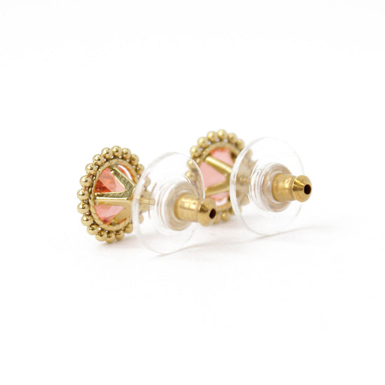 Morganite Crystal Quartz Gold Filled Stud Earrings