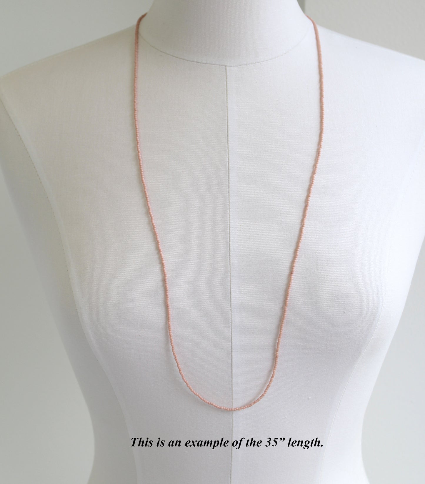 Pastel Pink Single Strand Seed Bead Necklace, Tiny 2.2mm Opaque Pale Pink Beaded Necklace, Made to Order Choker to Long Lengths