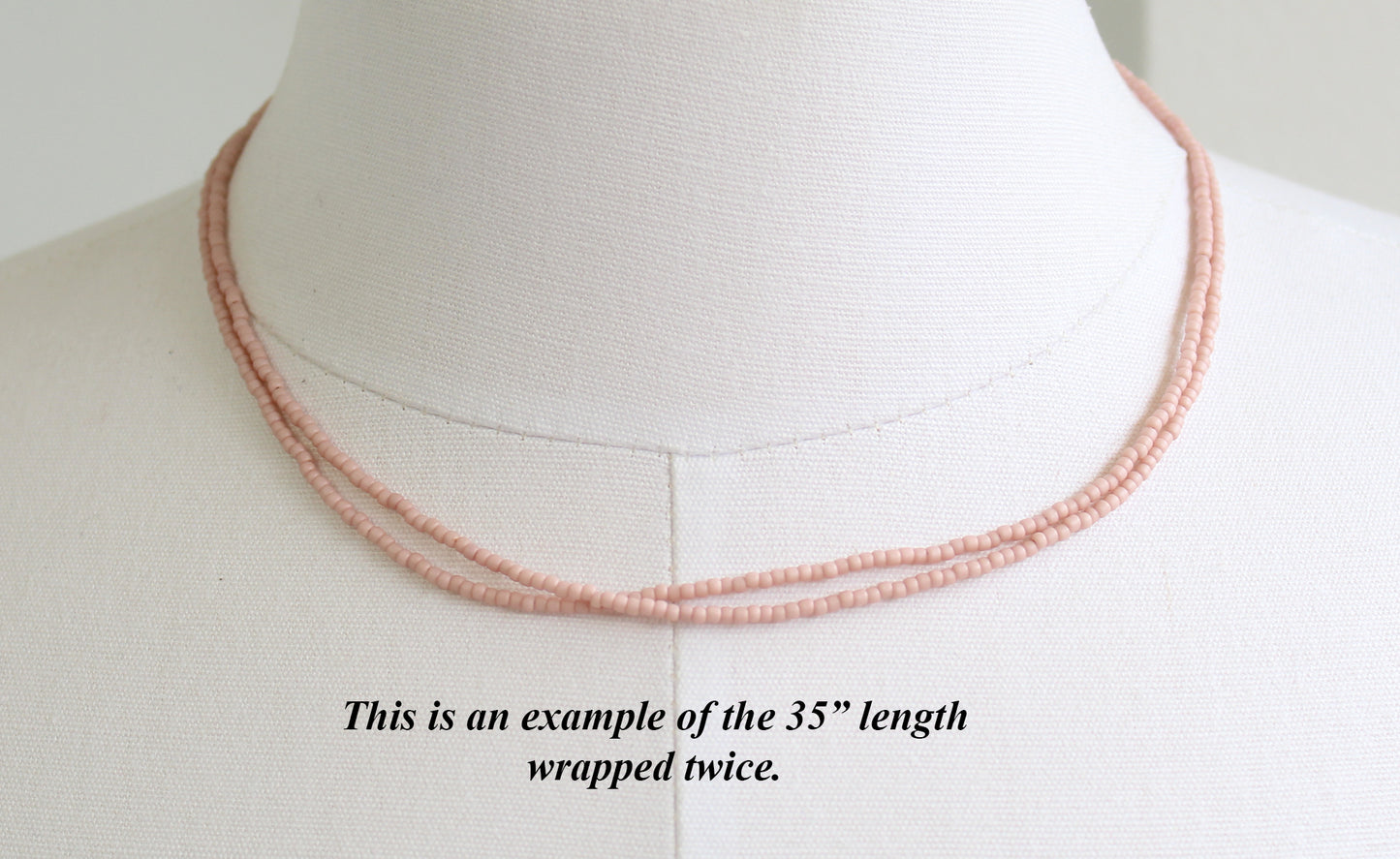 Pastel Pink Single Strand Seed Bead Necklace, Tiny 2.2mm Opaque Pale Pink Beaded Necklace, Made to Order Choker to Long Lengths