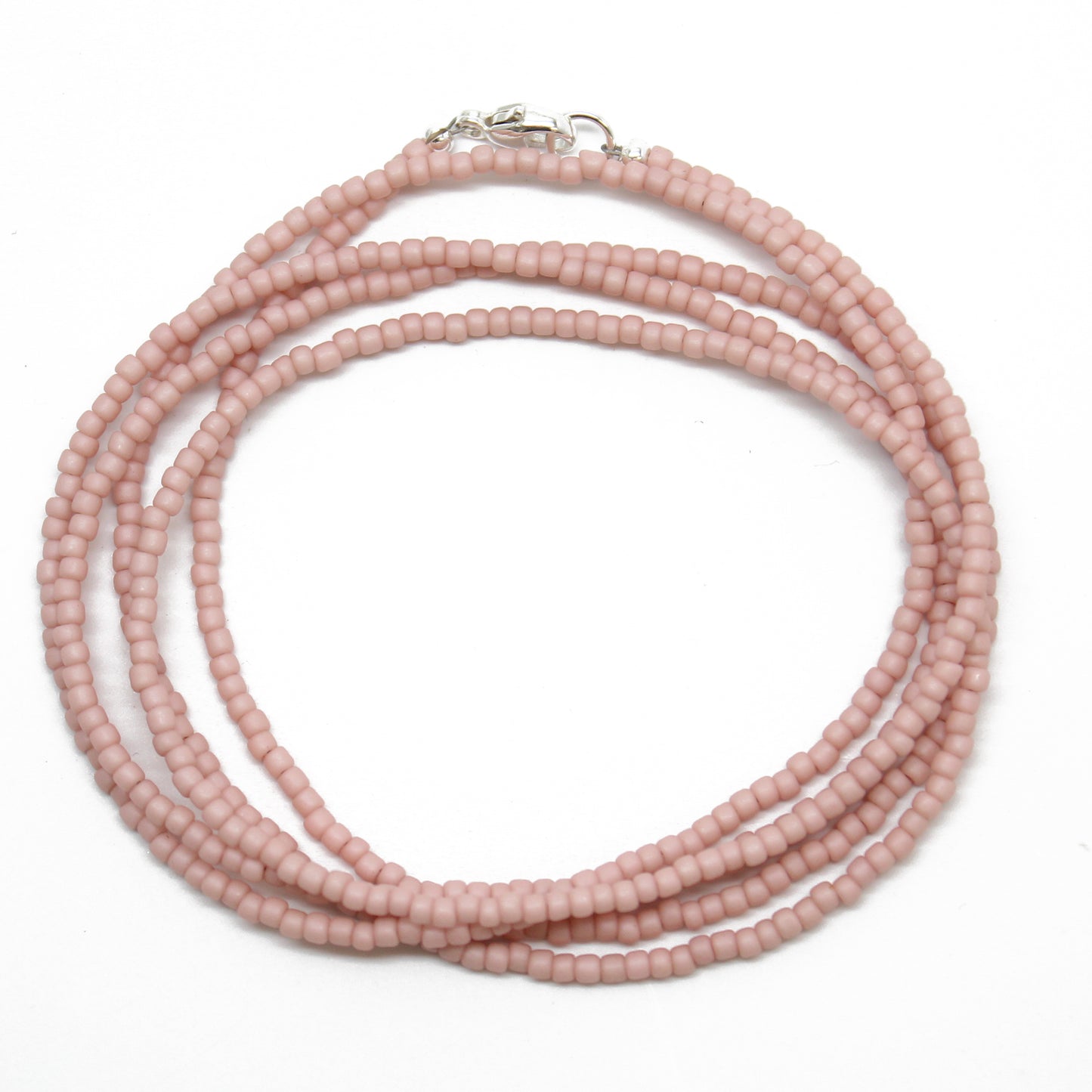 Pastel Pink Single Strand Seed Bead Necklace, Tiny 2.2mm Opaque Pale Pink Beaded Necklace, Made to Order Choker to Long Lengths