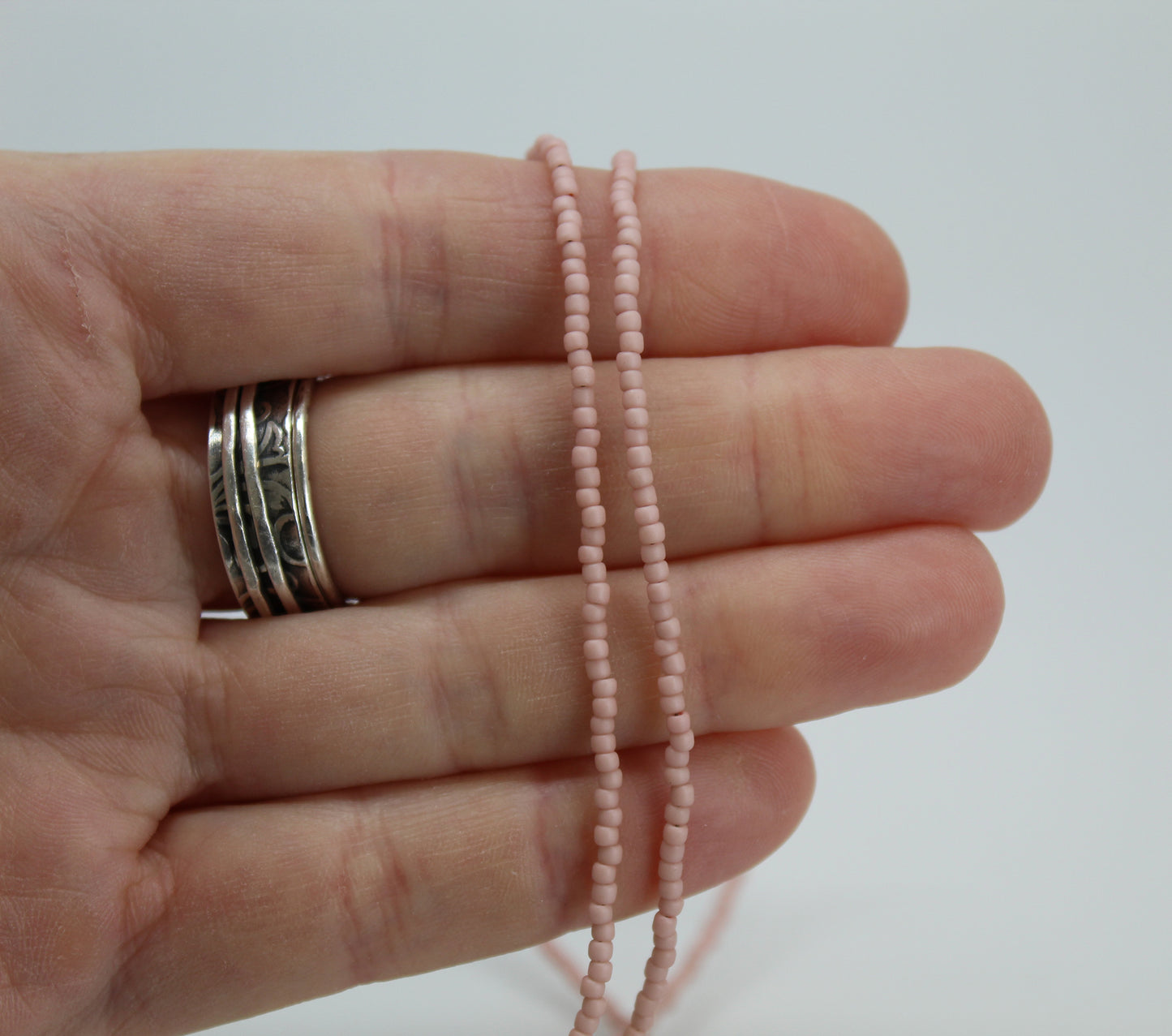 Pastel Pink Single Strand Seed Bead Necklace, Tiny 2.2mm Opaque Pale Pink Beaded Necklace, Made to Order Choker to Long Lengths