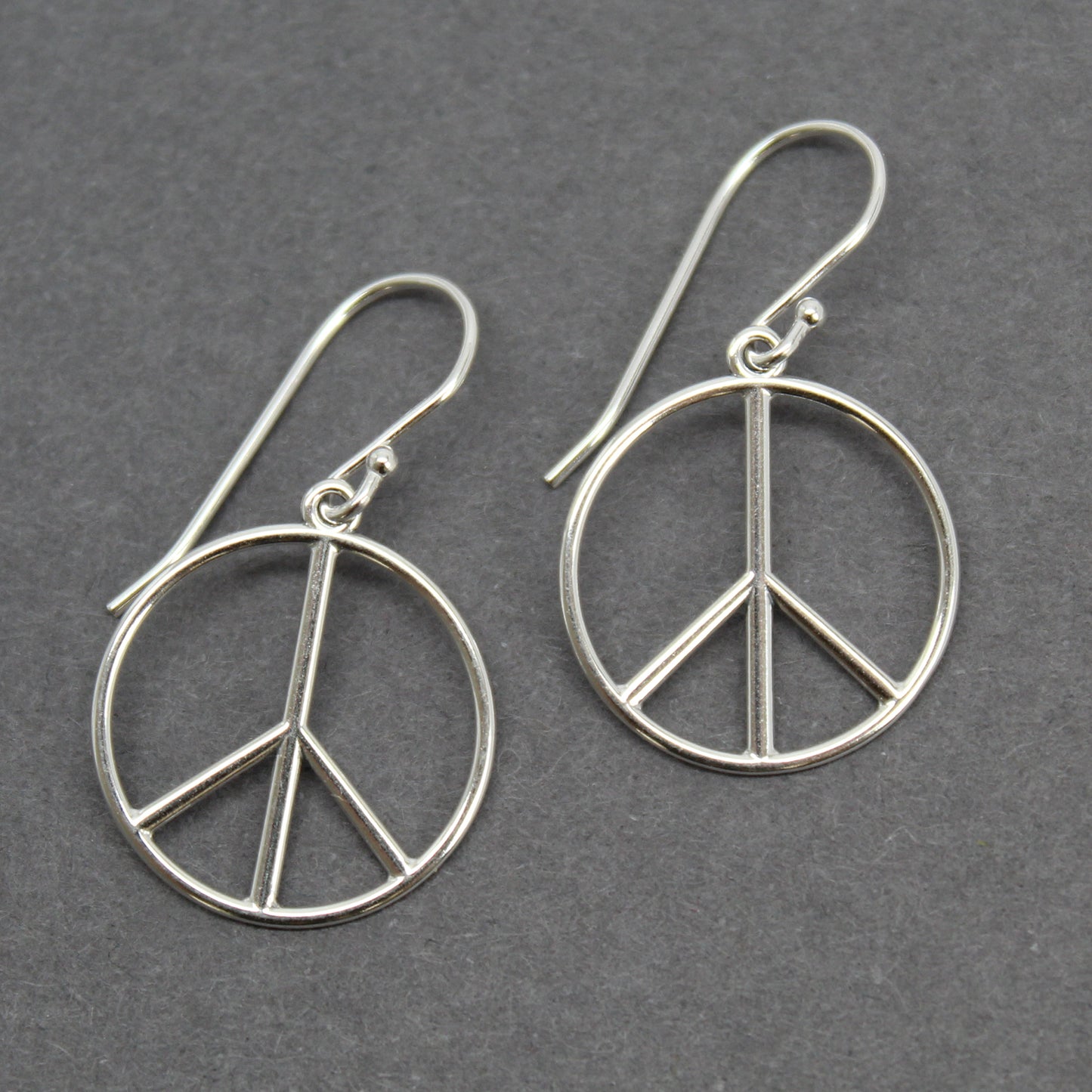 Peace Sign Dangle Earrings in Sterling Silver