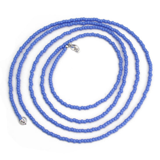 Periwinkle Blue Seed Bead Necklace, Thin 1.5mm Single Strand