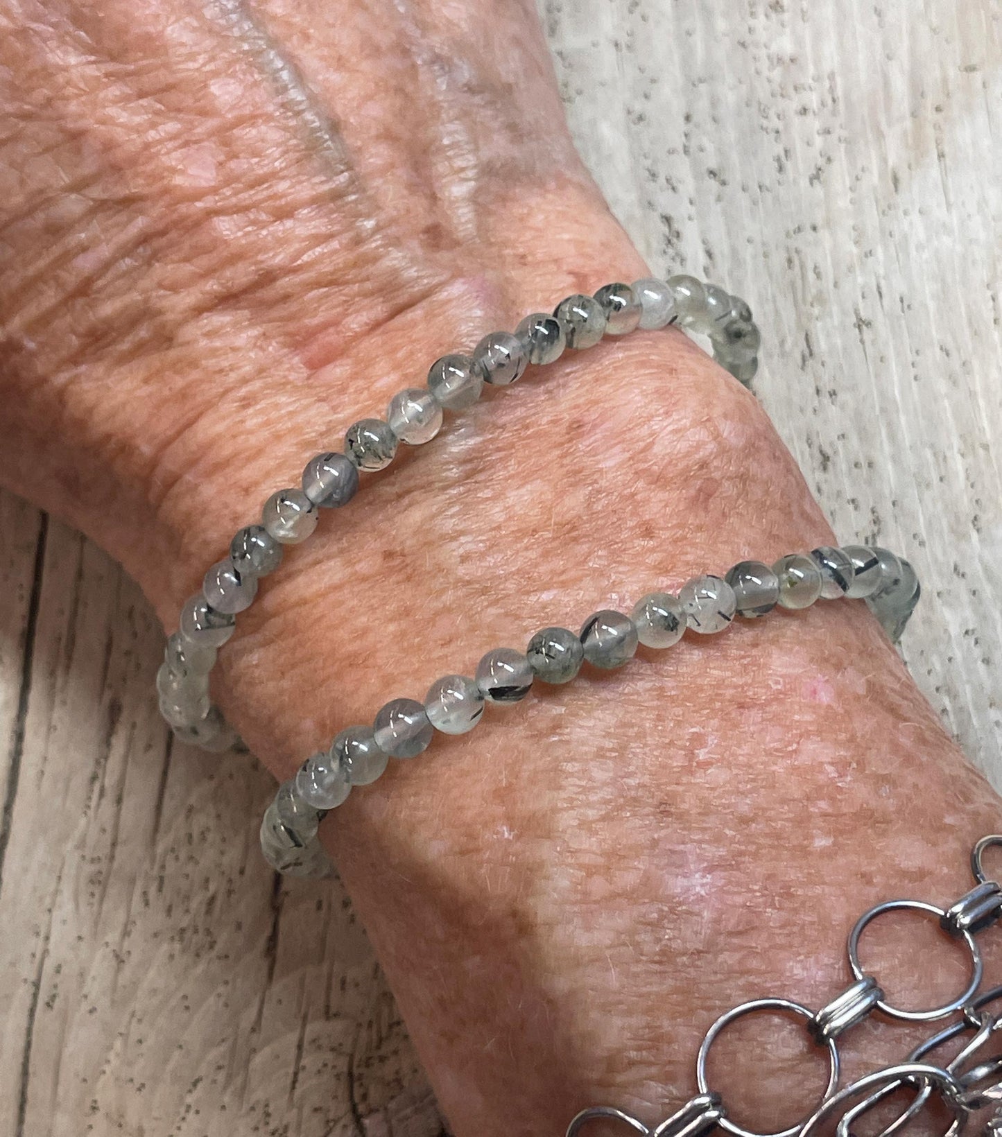 4mm Prehnite Bracelet with Lobster Clasp