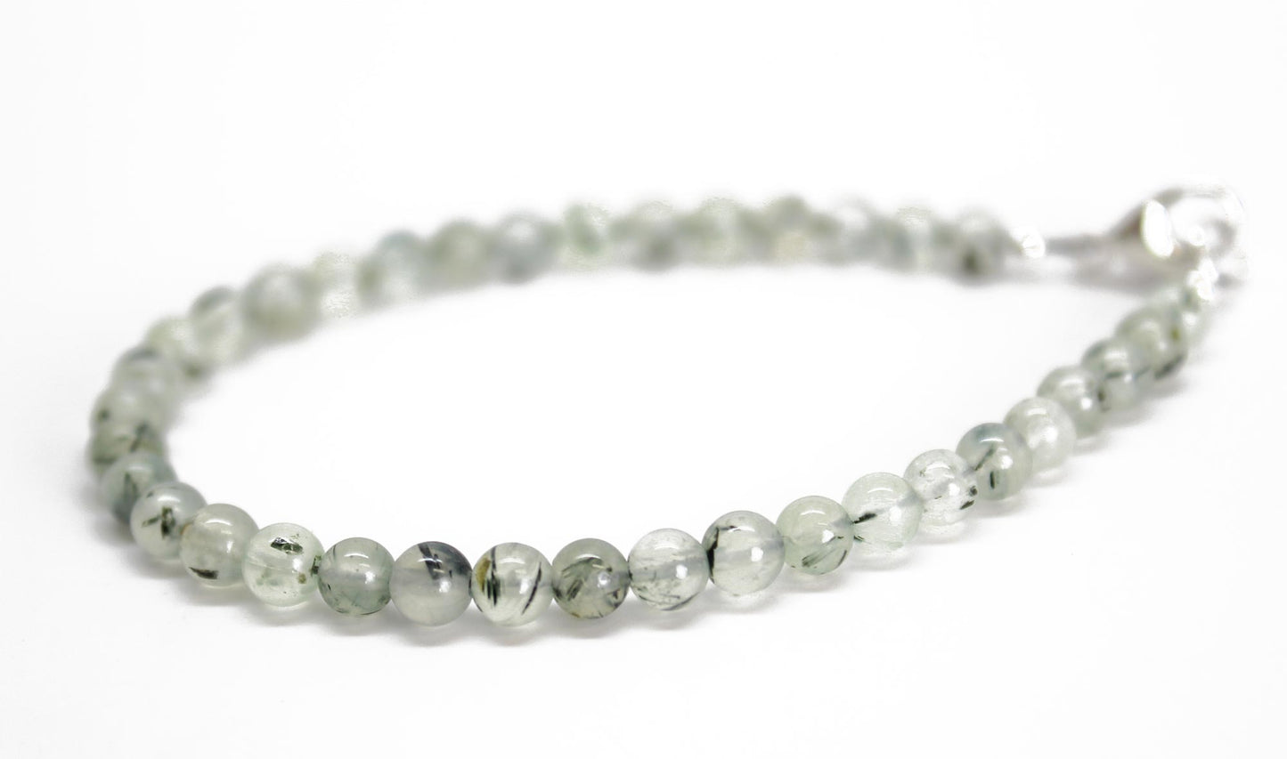 4mm Prehnite Bracelet with Lobster Clasp