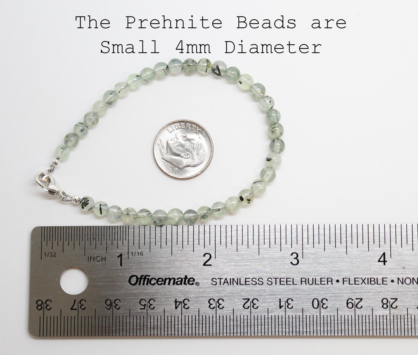 4mm Prehnite Bracelet with Lobster Clasp