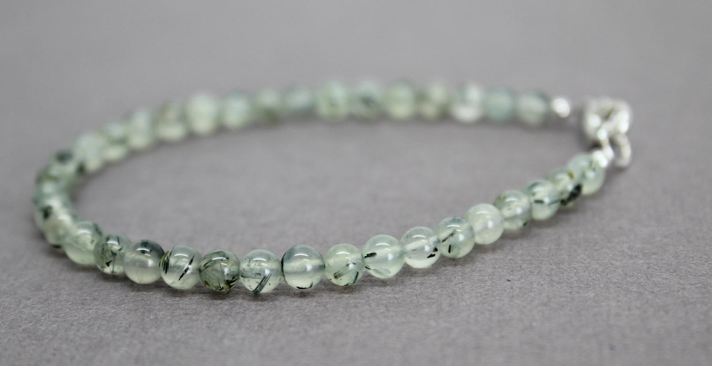 4mm Prehnite Bracelet with Lobster Clasp
