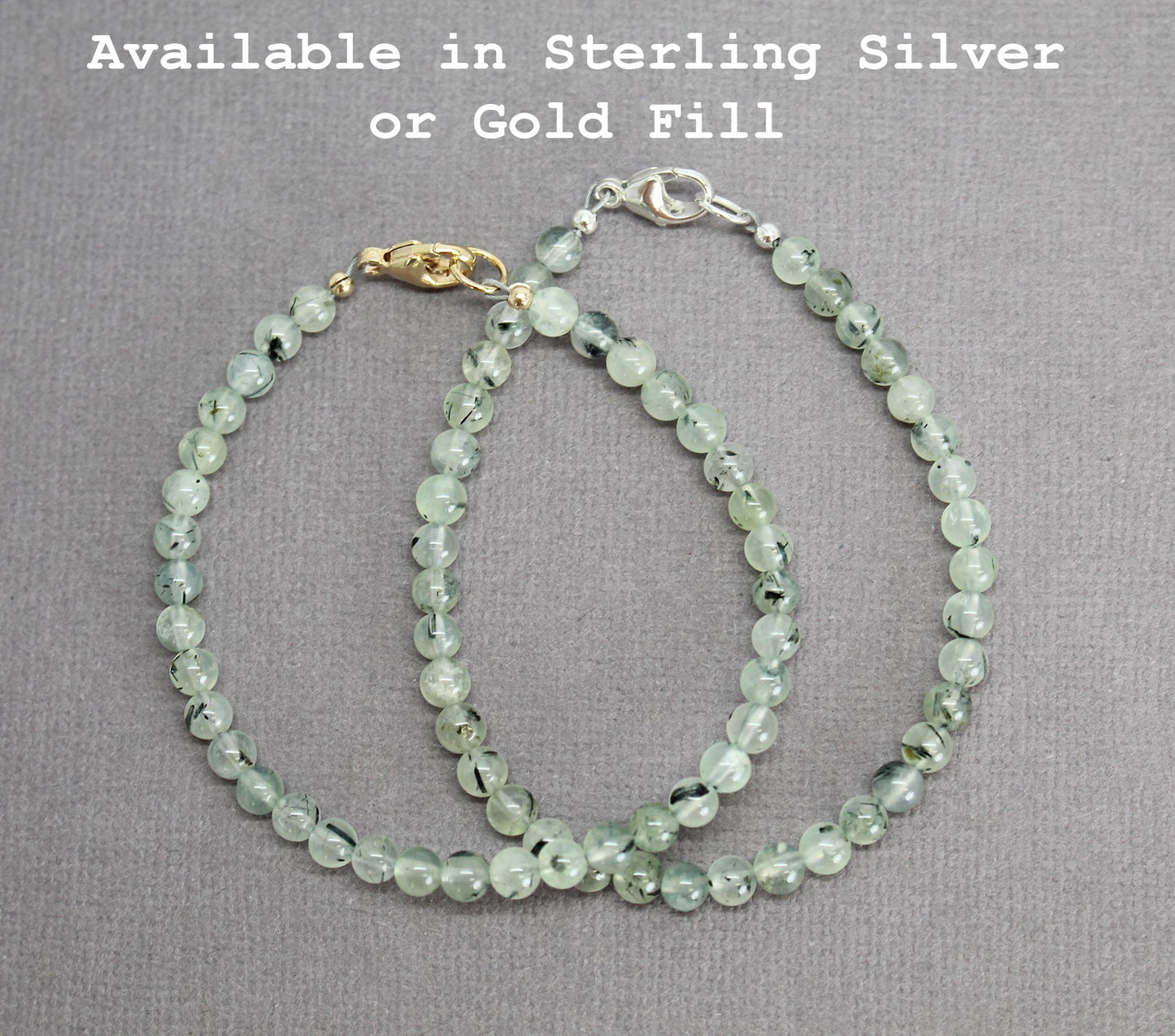 4mm Prehnite Bracelet with Lobster Clasp