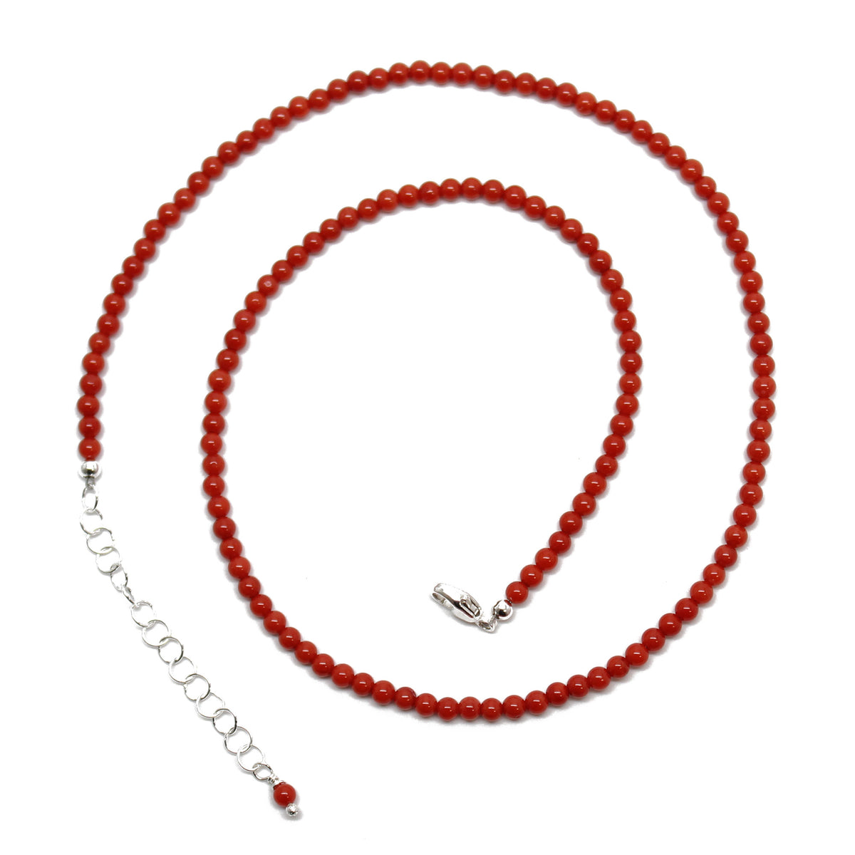 2mm 3mm Small Red Coral Necklace, Tiny Single Strand Dyed Red