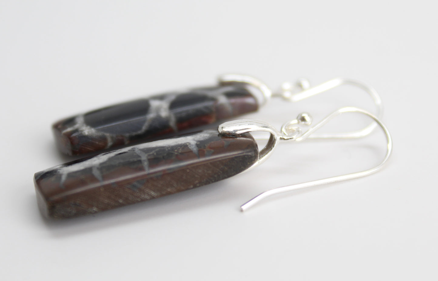 Septarian Fossil Earrings in Sterling Silver