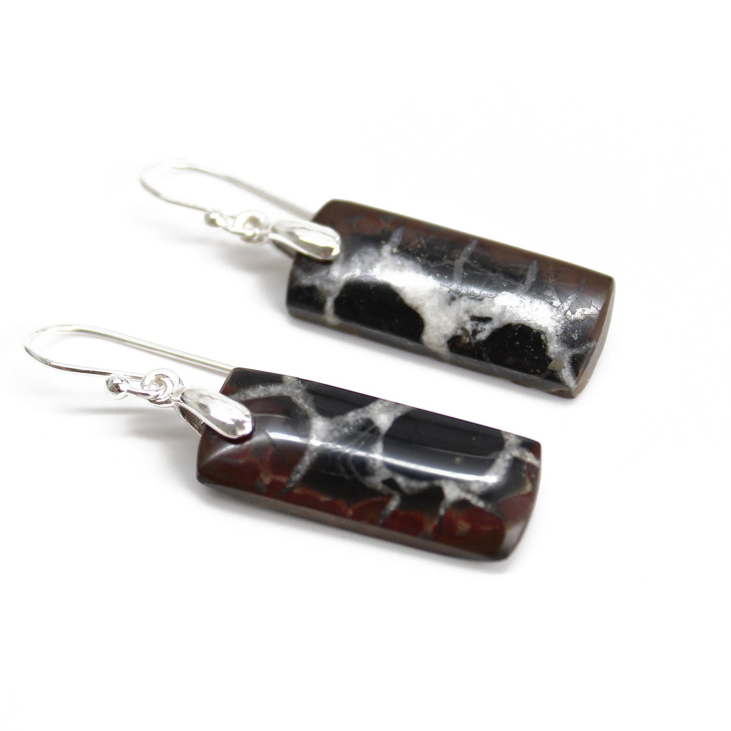 Septarian Fossil Earrings in Sterling Silver