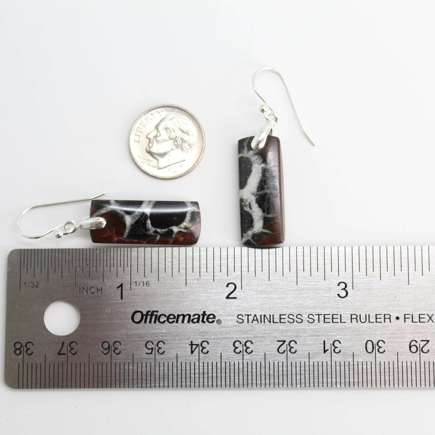 Septarian Fossil Earrings in Sterling Silver