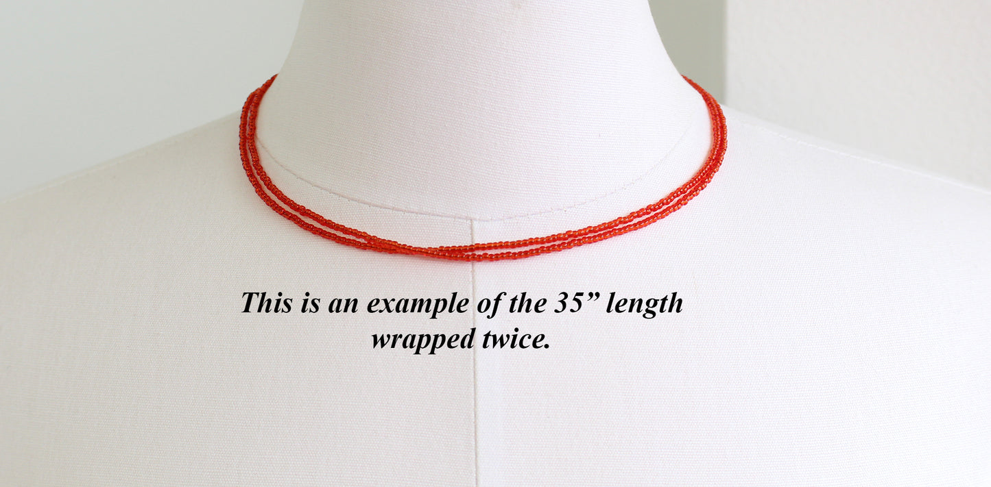 Ruby Red Seed Bead Necklace