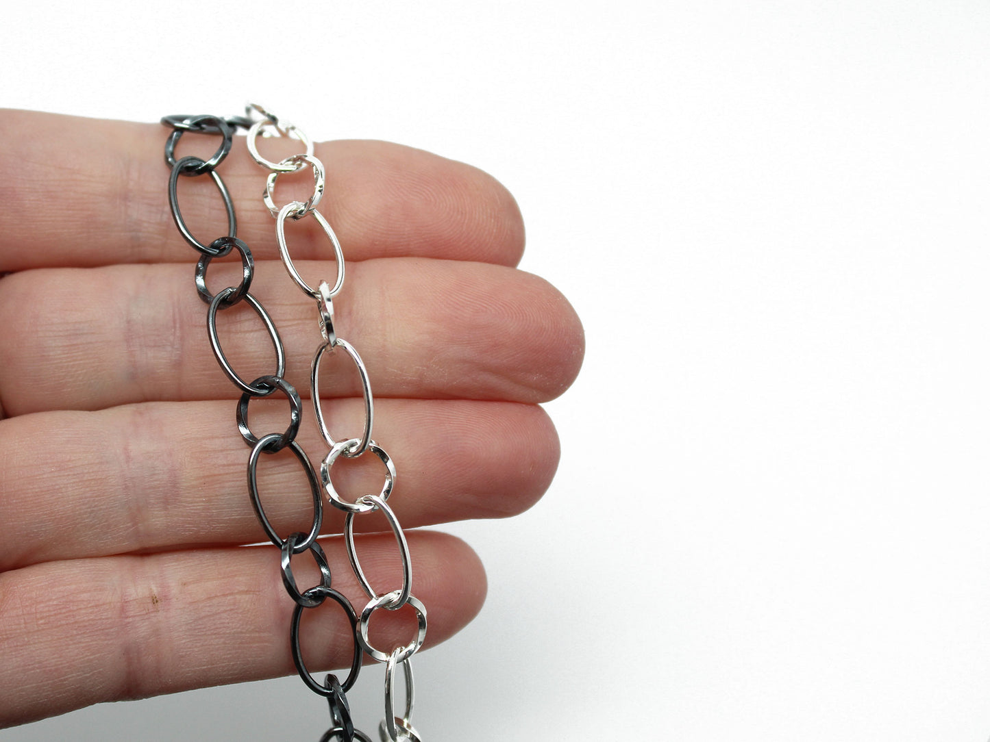 8mm Smooth Oval & Twist Round Chain Bracelet