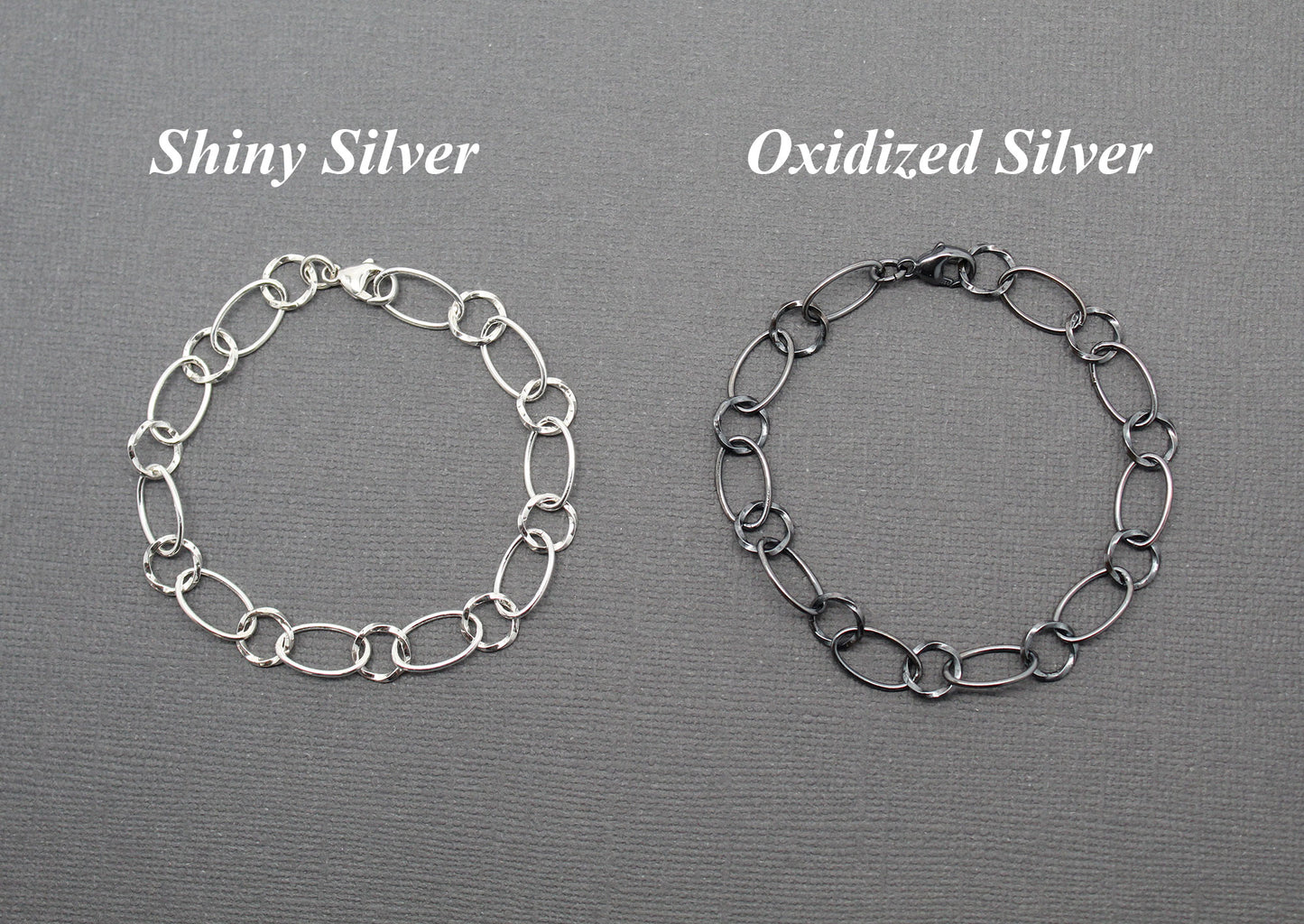 8mm Smooth Oval & Twist Round Chain Bracelet