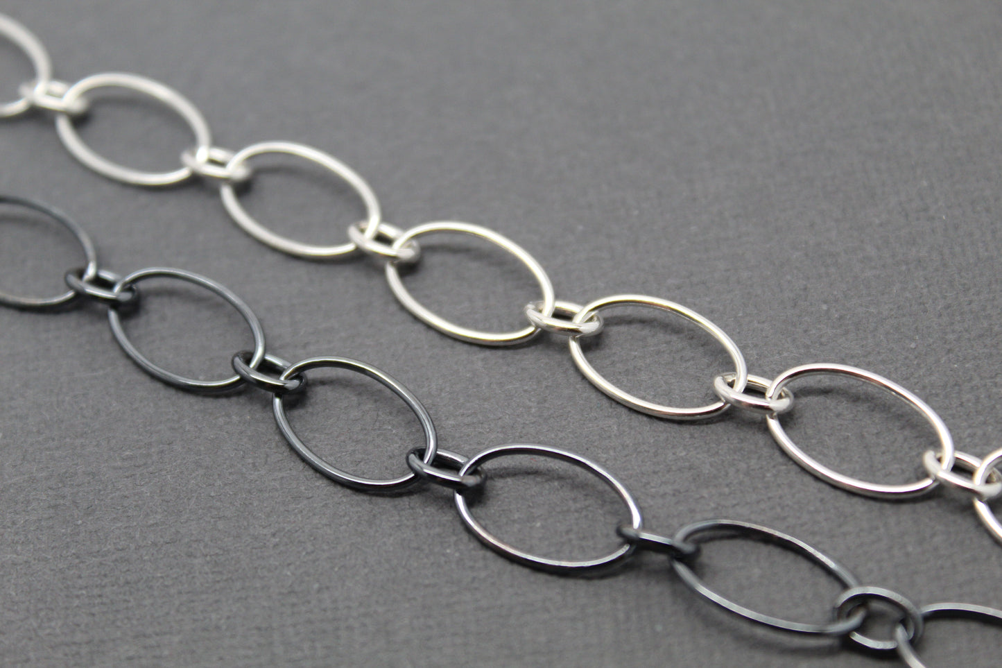 Oval Round Sterling Silver Chain Bracelet