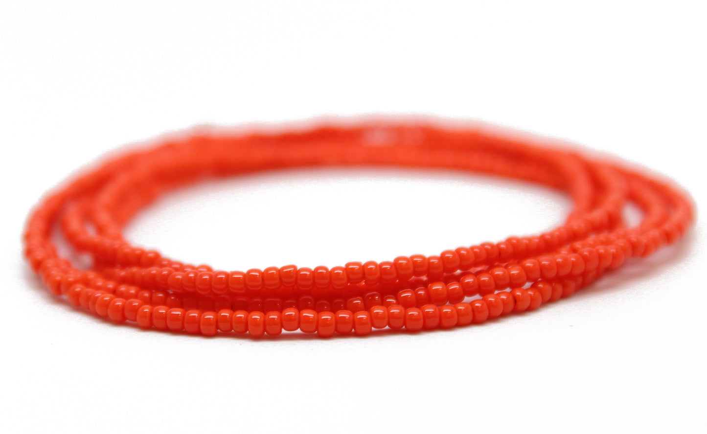 Sunset Orange Seed Bead Necklace, Thin 1.5mm Single Strand