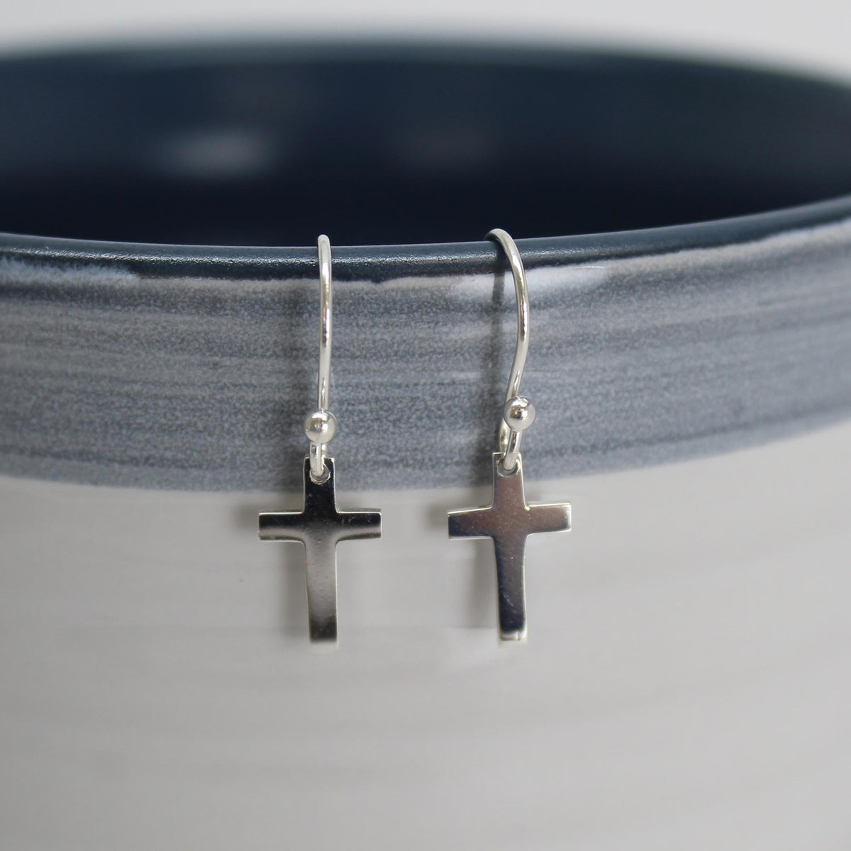 Cross sterling online silver earrings