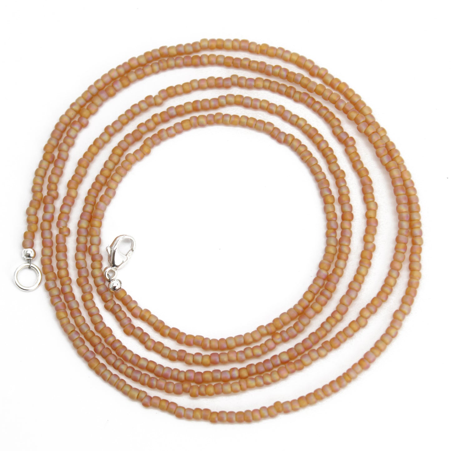 Transparent Frosted Rainbow Topaz Seed Bead Necklace, Thin 1.5mm Single Strand