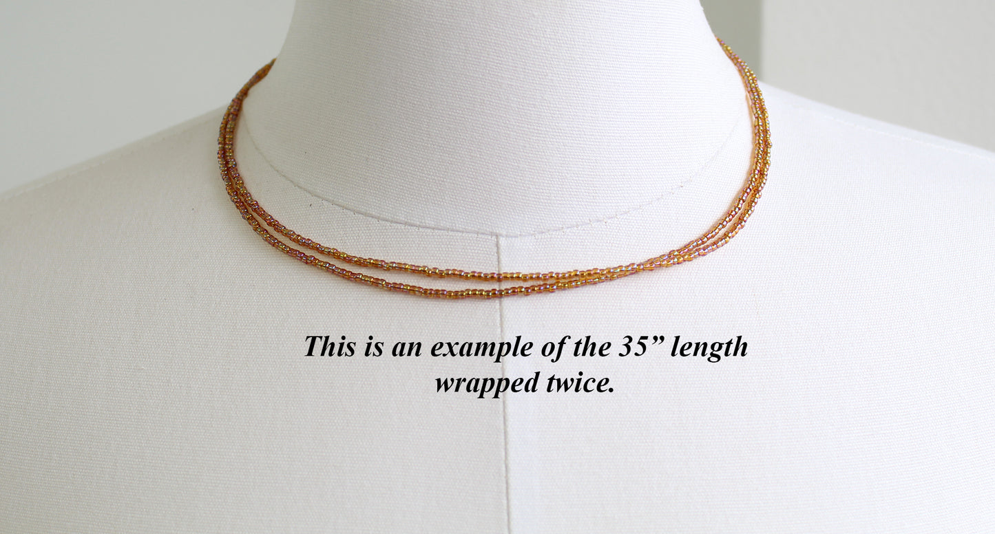 Rainbow Topaz Seed Bead Necklace, Single Strand