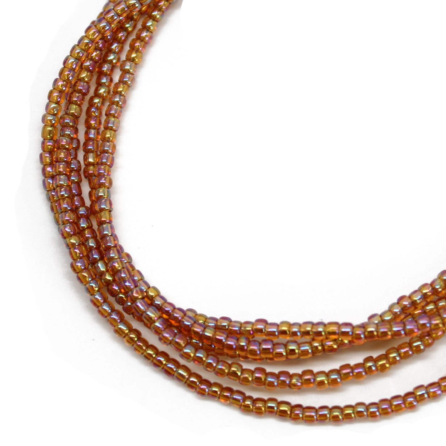 Rainbow Topaz Seed Bead Necklace, Single Strand