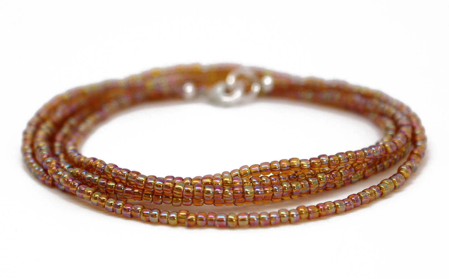 Rainbow Topaz Seed Bead Necklace, Single Strand