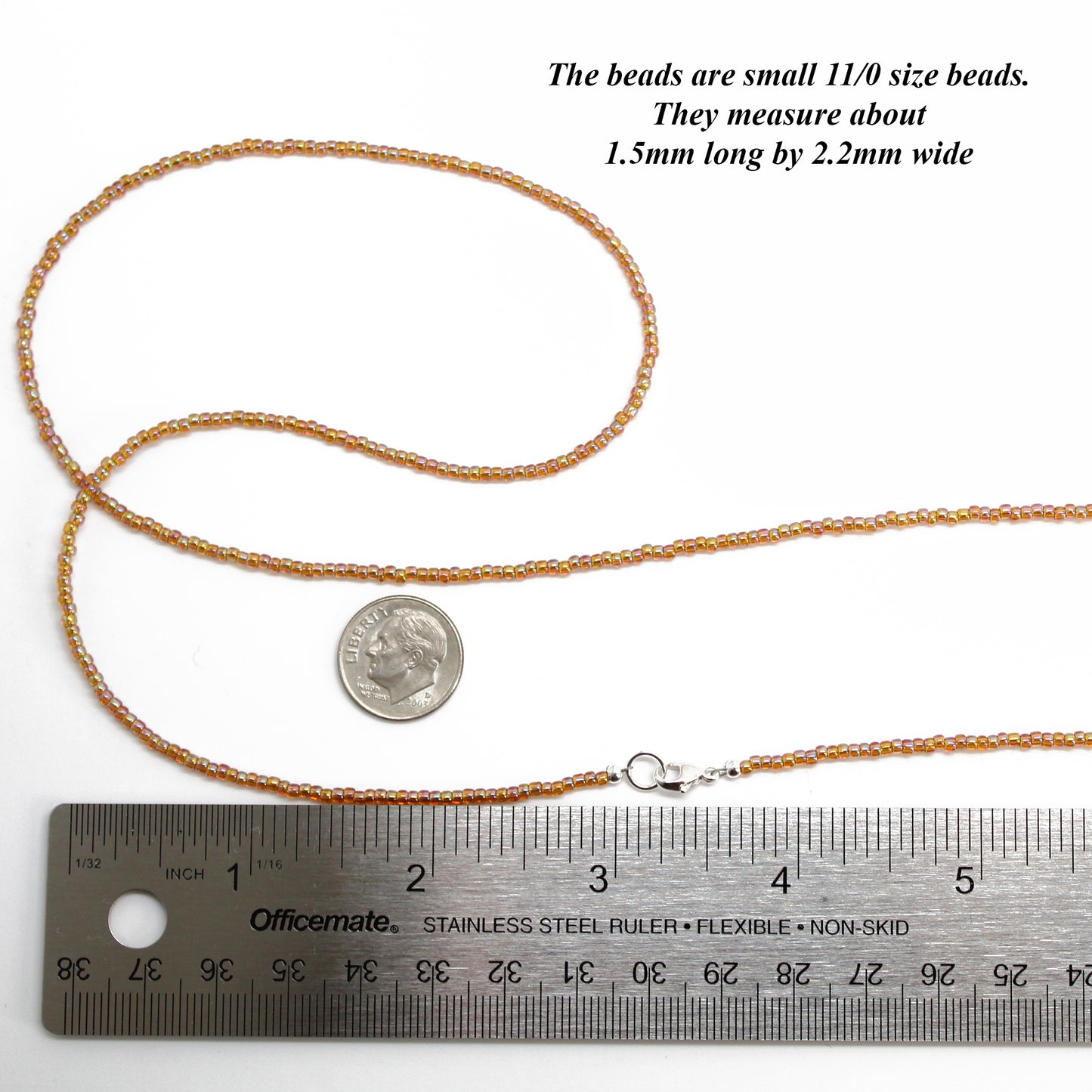 Rainbow Topaz Seed Bead Necklace, Single Strand