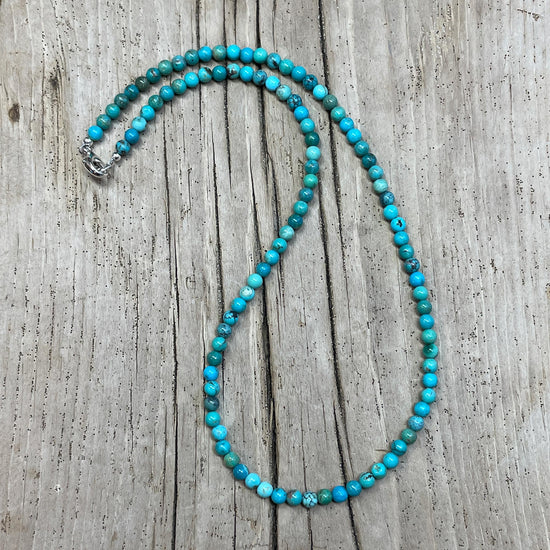 Genuine 4mm Hubei Turquoise Bead Necklace