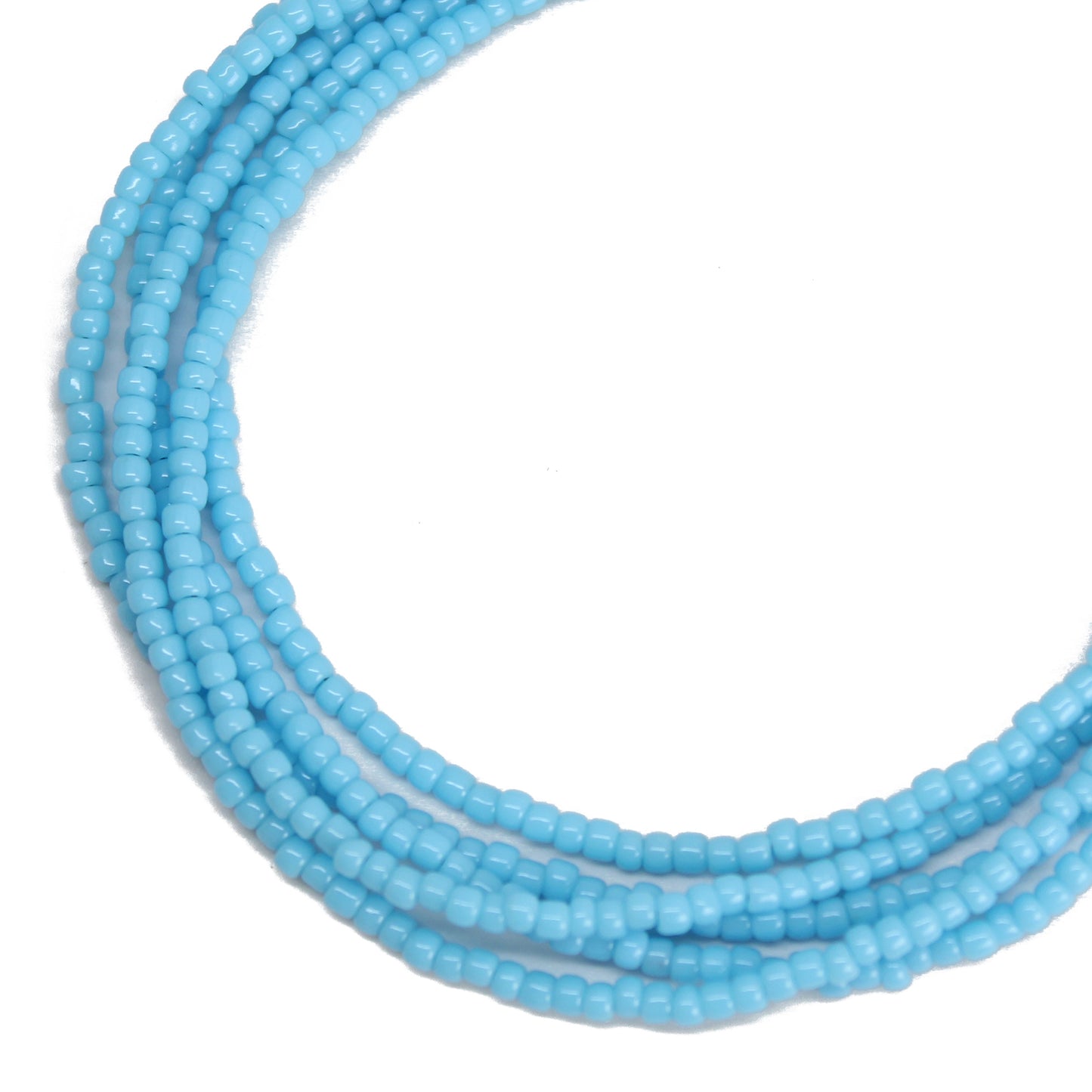 Turquoise Blue Seed Bead Necklace, Thin 1.5mm Single Strand